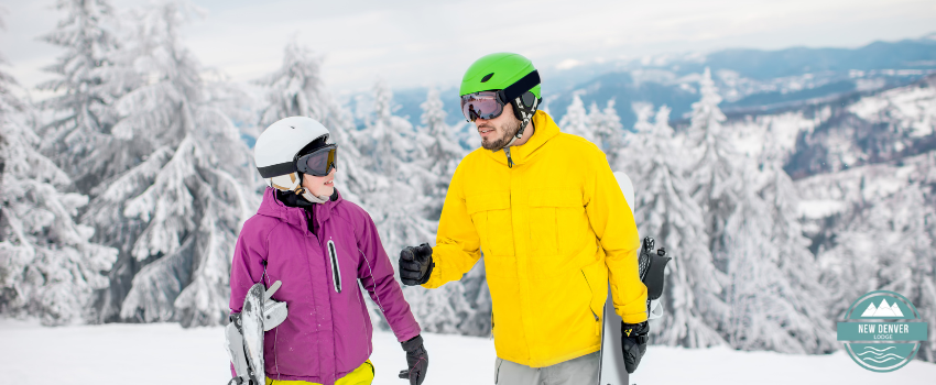 NDL - Man Teaching a Woman How to Snowboard