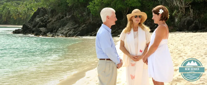 NDL - Two People Getting Their Vows Renewed at a Beach 